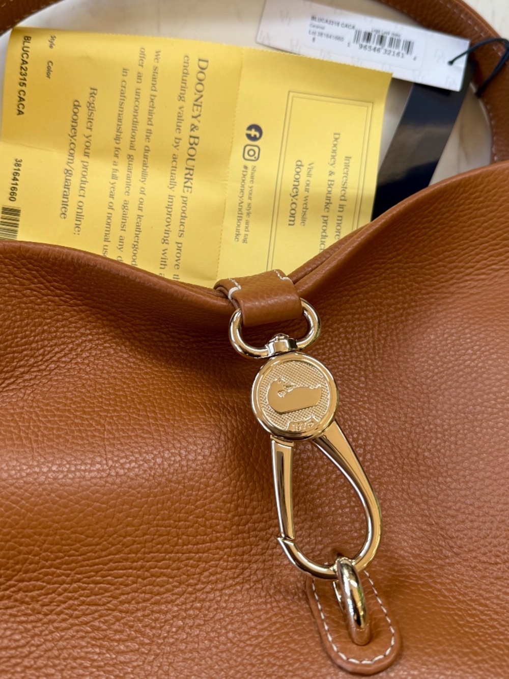 New Dooney & Bourke Lucca Leather Logo Lock Hobo Handbag - Picture 14 of 16